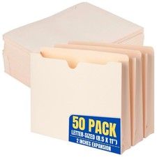 1InTheOffice Manila Expanding File Folders Jacket, 2", Letter, 50 Pack (2 Inch)