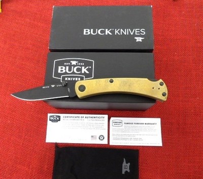 Buck of the Month 0110BRS1BOTM 110 Slim Pro Folding Hunter Brass Handle 3V Blade