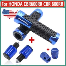 For HONDA CBR600RR 7/8" 22MM Handlebar Grips Handle Bar End Cap Tire Valve Caps