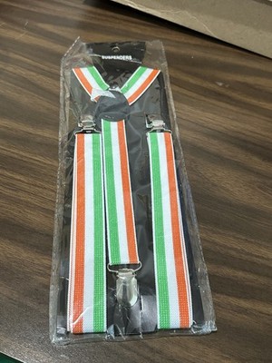 Amscan Irish Flag Striped Suspender One Size Green, Orange, White
