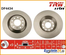 2pcs Brake Disc TRW DF4434 for Audi A6 A6 Avant