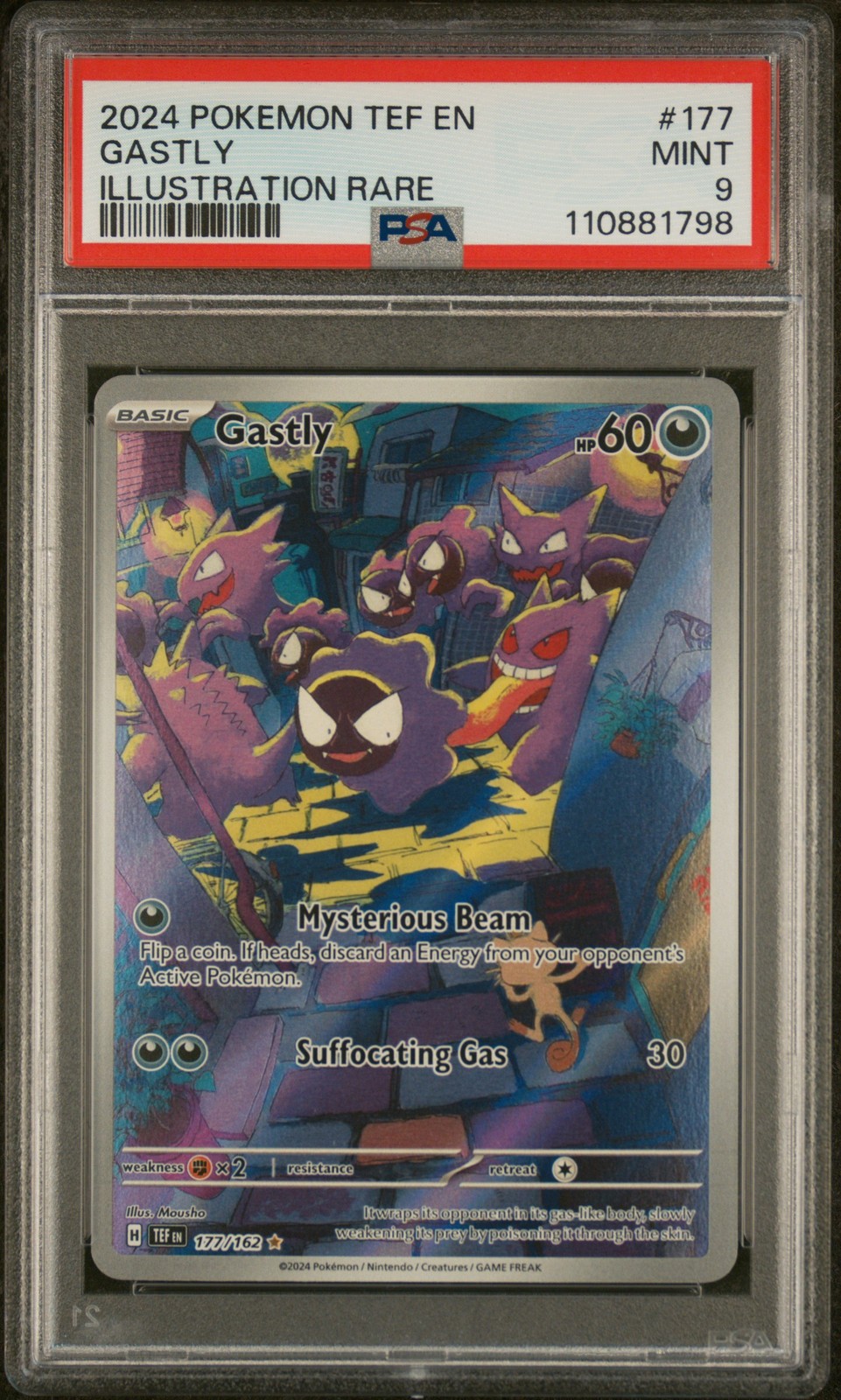 2024 POKEMON TEF EN-TEMPORAL FORCES ILLUSTRATION RARE #177 GASTLY PSA 9