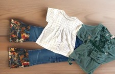 Girls 8 10 3pc Crewcuts , Green Ruffle Top  Christmas Nativity Jean LOT J.Crew