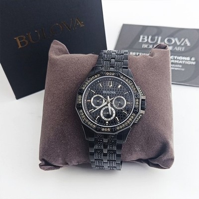 Bulova Black 98C134 Quartz & Octava Crystal Men's Chronograph Watch 41.5mm