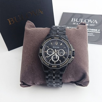 #ad #ad Bulova Black 98C134 Quartz amp; Octava Crystal Men#x27;s Chronograph Watch 41.5mm $179.00