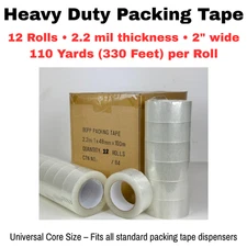 12 Rolls Shipping Packaging Box Packing Sealing Tape BOPP 2" x 110 Yards 2.2 mil