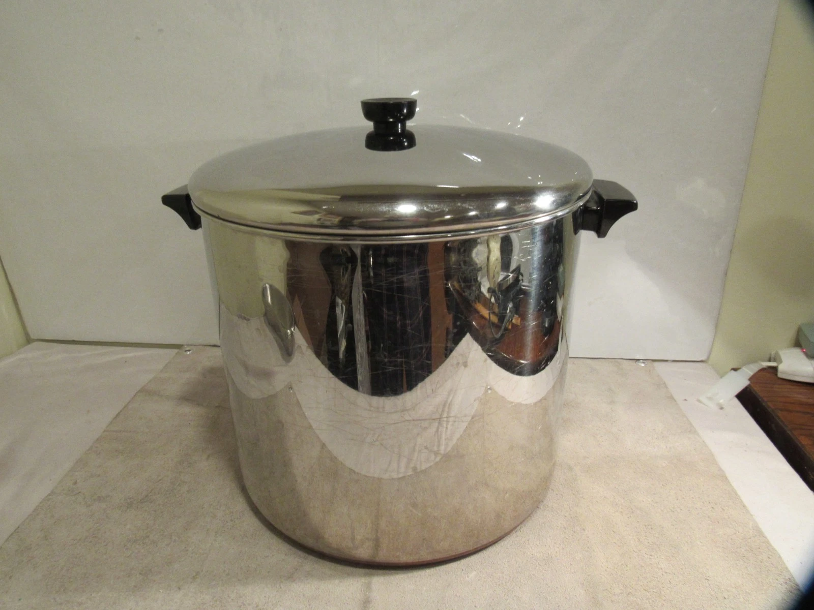 Vintage Revere Ware 20 Quart XL Copper Bottom Stock Pot W/Lid ROME, NY USA