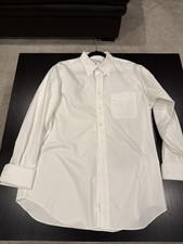 Paul Fredrick Cotton Dress Shirt Plaid White Size 16.5 34 French Cuffs