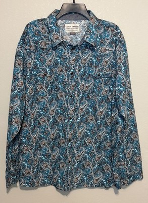 Cody James Refresh Large Paisley Print Long Sleeve Snap Western Shirt Size 2XL