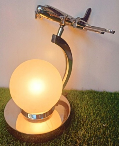 Silver Aircraft Plane Model Globe Desk Lamp Home Décor Christmas Lighting Gift - Picture 6 of 7