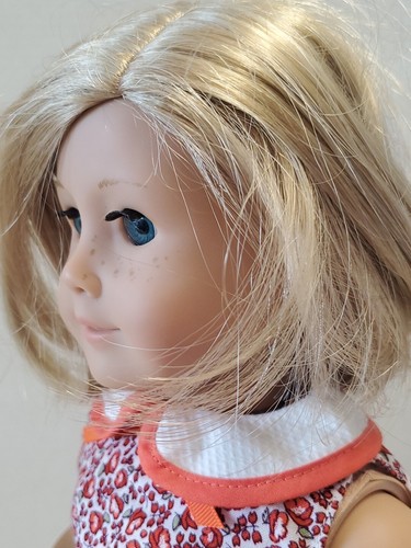 American Girl Kit In Scooter Outfit Orange Floral Dress Straw Hat NO Socks! VGC - Afbeelding 4 van 24