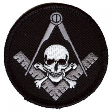 MASON MASONIC WIDOWS SONS SKULL & SQUARE EMBROIDERED PATCH