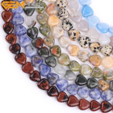 Assorted Natural Gemstones Loose Heart Shape Beads For Jewelry Making Strand 15"