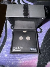 Finecraft 0.25 Carat, Sterling Silver,  Diamond Halo Stud Earrings...