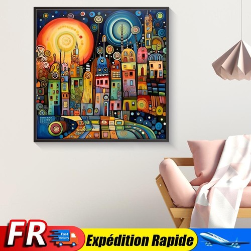 5D DIY Full Round Drill Diamond Painting Colorful House Home Decor Art ...
