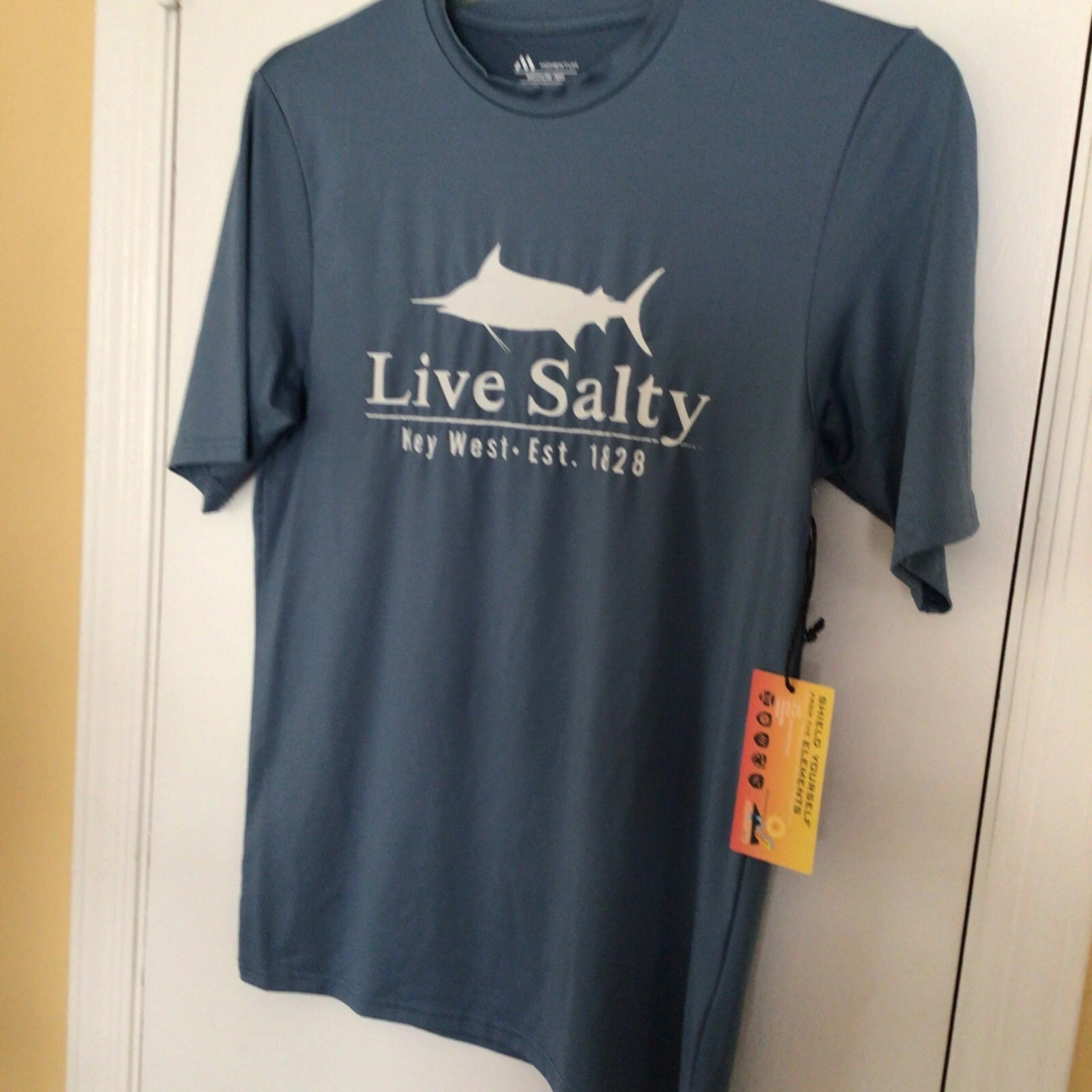 Florida Keys Key West Live Salty Short Sleeve UPF 50 T-Shirt Medium New W Tag