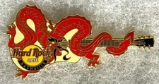 HARD ROCK CAFE NASHVILLE RED DRAGON WRAPPED AROUND CREAM GUITAR PIN # 20557