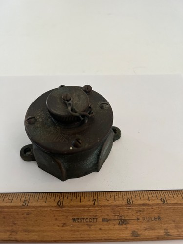 VINTAGE PAULUHN KATZE NR. 325 BRONZE MILITÄR MARINE STECKDOSENBOX - Bild 7 von 8