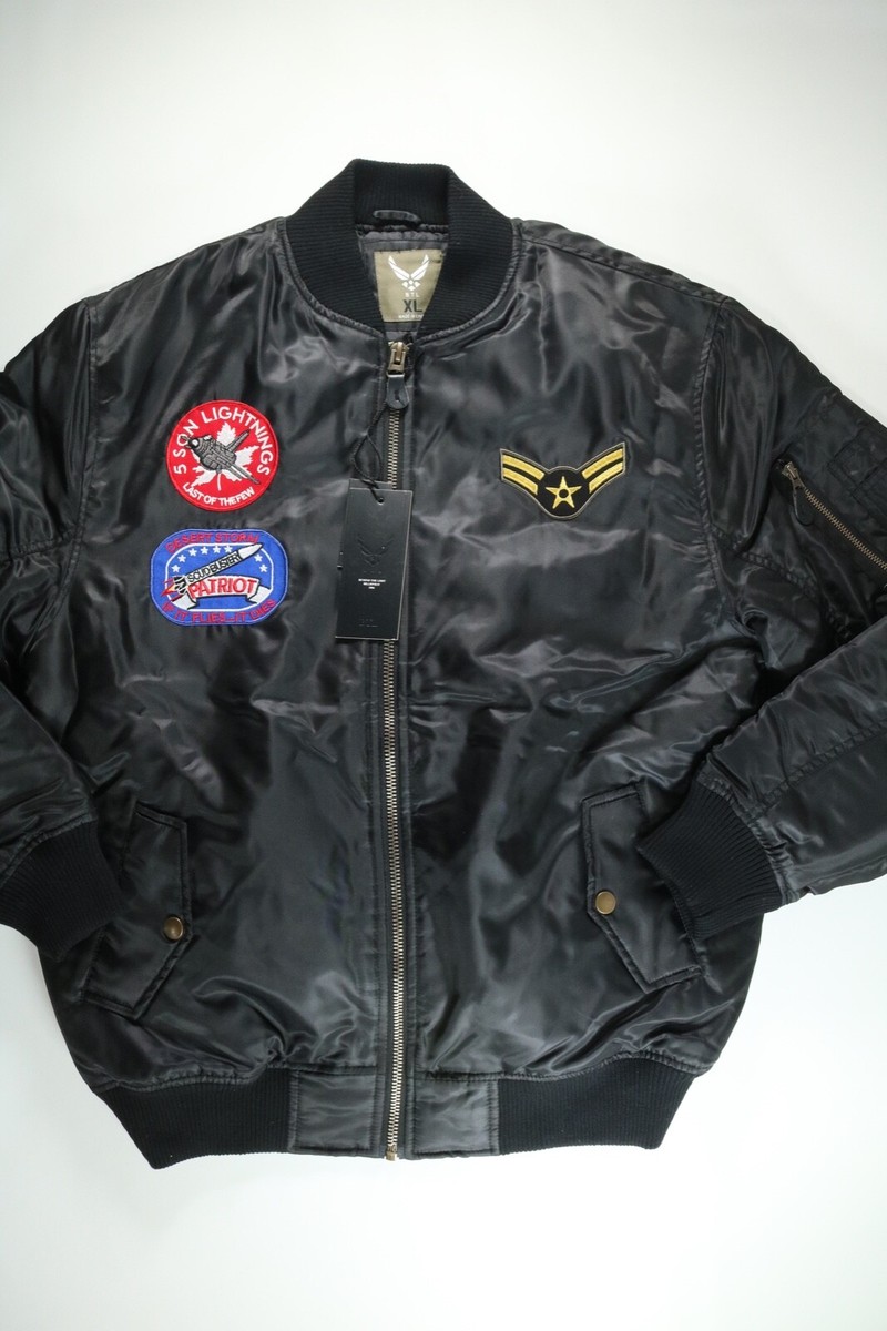 Mens Beyond The Limit Black Patched Bomber Jacket | eBay