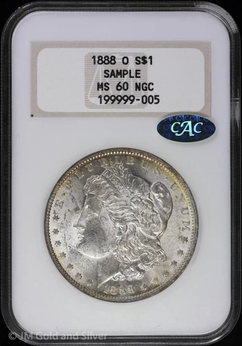 1888-O $1 Morgan Silver Dollar NGC Sample MS 60 CAC | Fatty Holder UNC