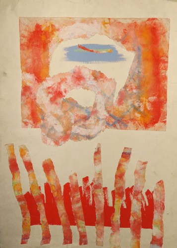 Vintage Original Aquarell Abstrakte Komposition Collage