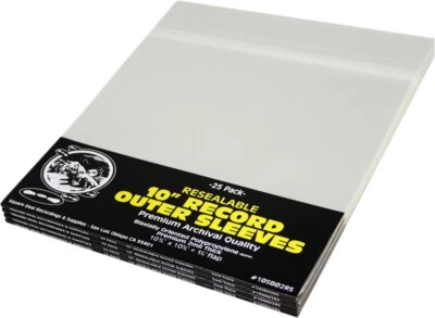 SQUARE DEAL RECORDINGS & SUPPLIES (100) 10” Vinyl Record Outer Sleeves – 2mil Thick RESEALABLE Archival Clear BOPP