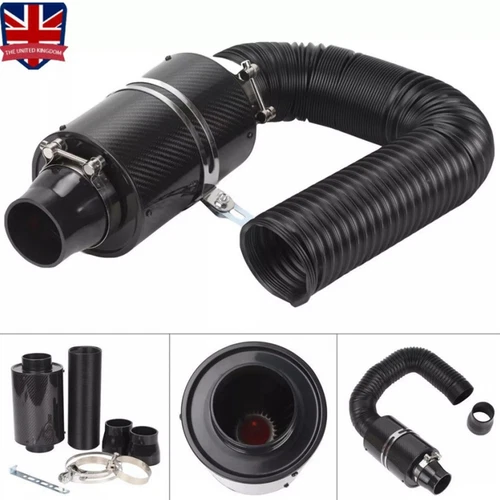 3" Universal Car Cold Air Filter Feed Enclosed Induction Intake Pipe Hose Kit~ - Picture 1 of 9