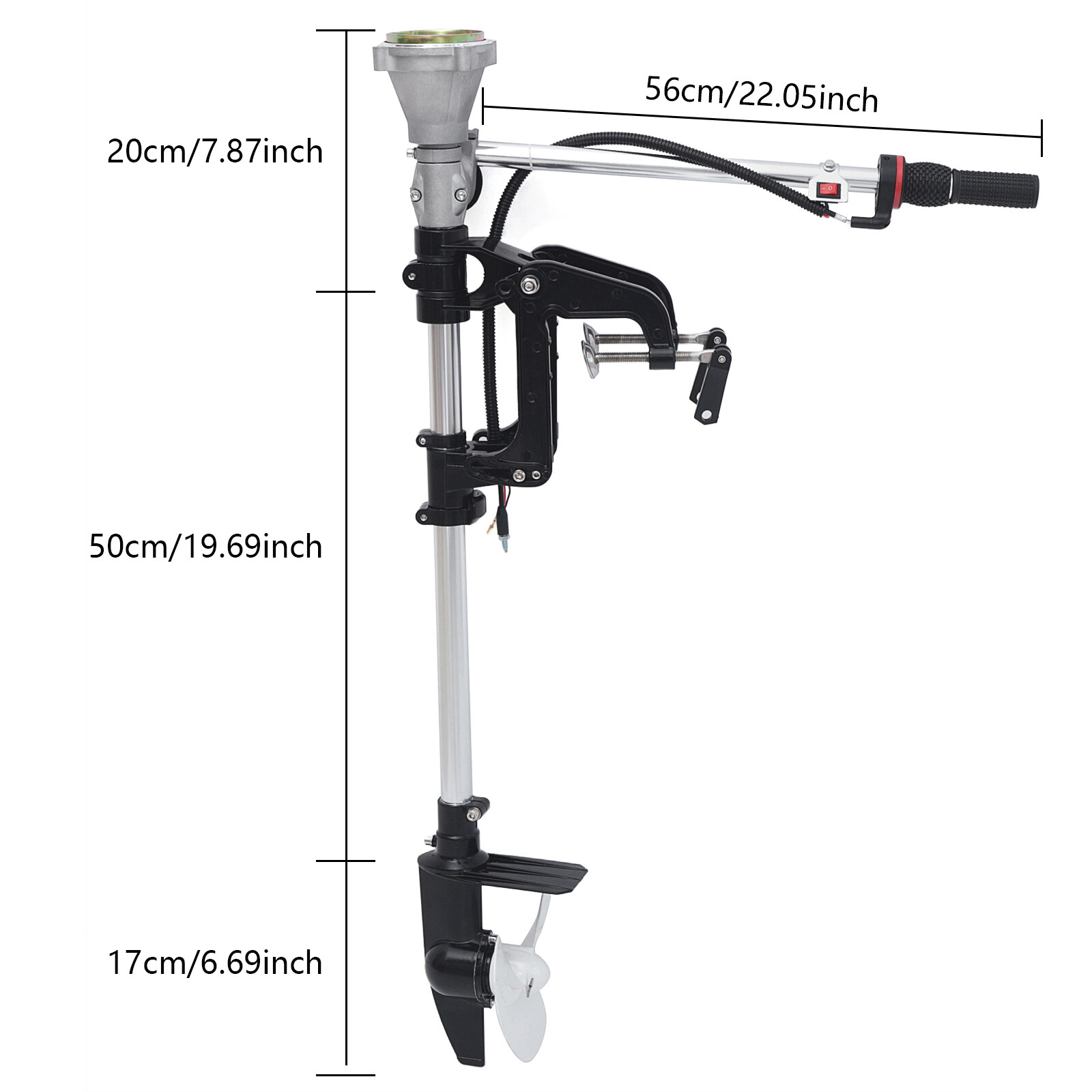 Outboard Aft Fin Bracket 3-blade Propeller With 2:1 Gear Ratio For 2 Strokes