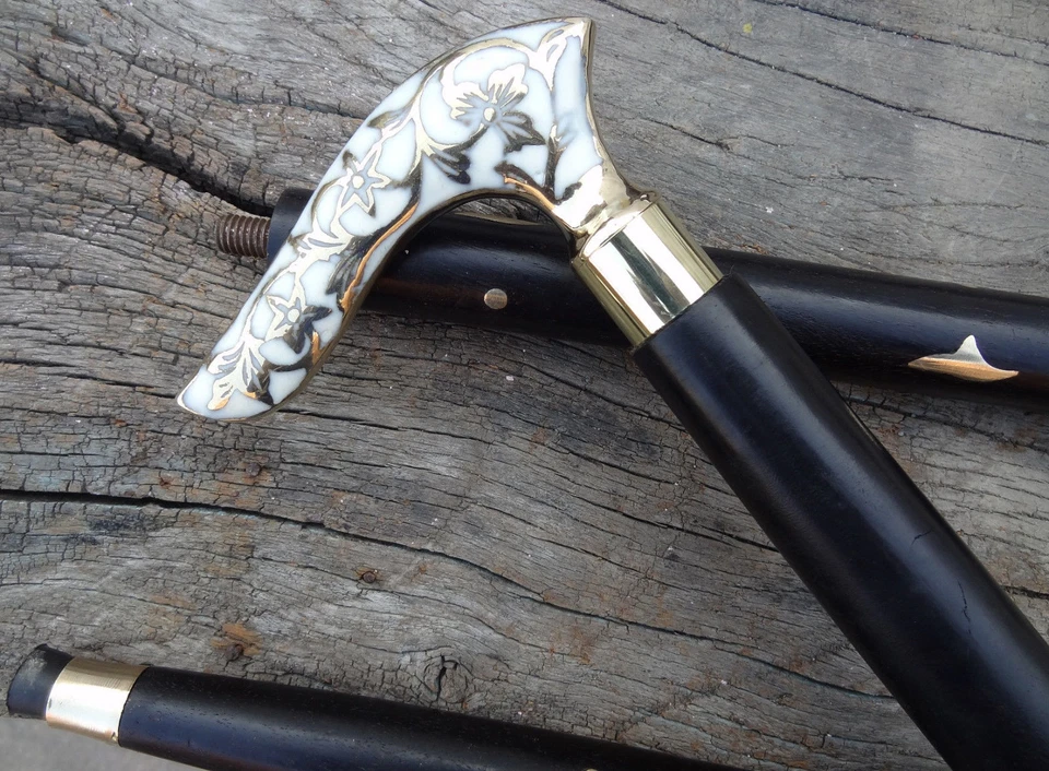 Bastón bastón de diseño antiguo estilo vintage victoriano de latón  Foto 4 de 4