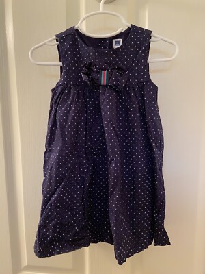 Janie and Jack Dress First Cruise Navy Blue Bow Dotted Girls Size 12-18 Months