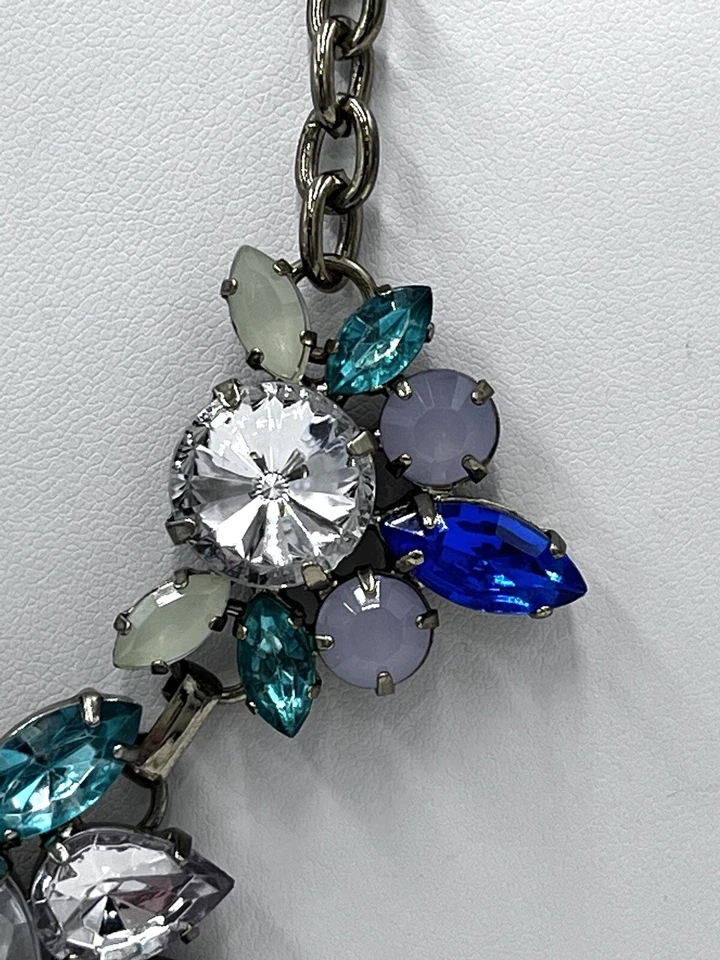 J. Crew изумруд синий бирюзовый светло-зеленый граненый со стразами заявление нагрудник ожерелье - Изображение 4 из 4