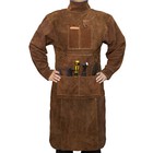 Leather Welding Apron with Sleeve and 6 Pockets, Heat Flame Resistant, Brown