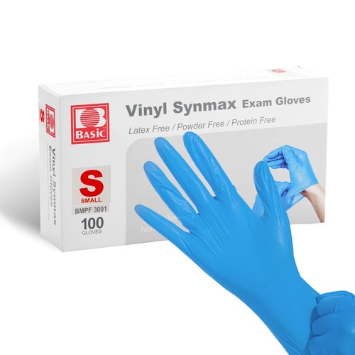 BLUE Examination Gloves Vinyl - Latex Free, Powder Free, Protein Free SMALL