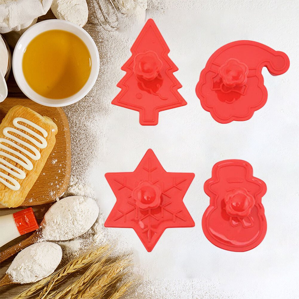 4Pcs/Set Press Cartoon Cookie Stamps Cute NonStick Household Baking