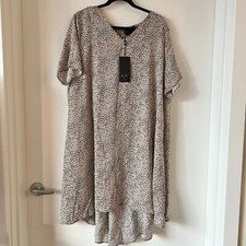 AX Paris Leopard Print Sheath Knee Length Hi Lo Dress US Size 14 NWT