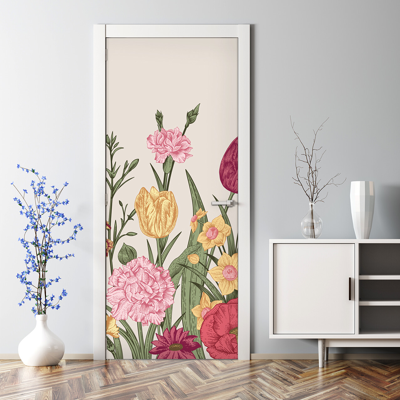 Colourful Meadow floral nature garden blooming flowers nursery Door Decal