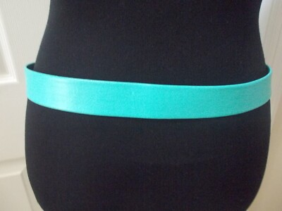 VTG DOUGLAS PAQUETTE Aqua Blue Leather Belt w/ Heavy Gold 