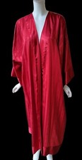 NOS VINTAGE Victoria  s Secret Red Satin Kimono Robe Size M/L Gold Label