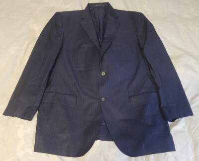 Cremieux Navy Blue Jacket 44R Stripe Loro Piana Super 130 Sport Suit Coat Blazer