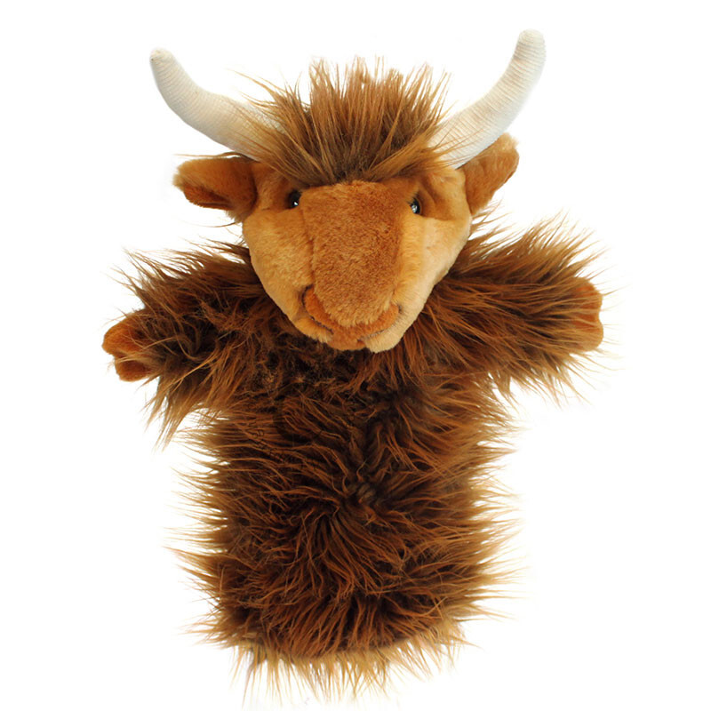 Highland Cow puppet Highland Cows hand puppet Farm long sleeved glove puppets