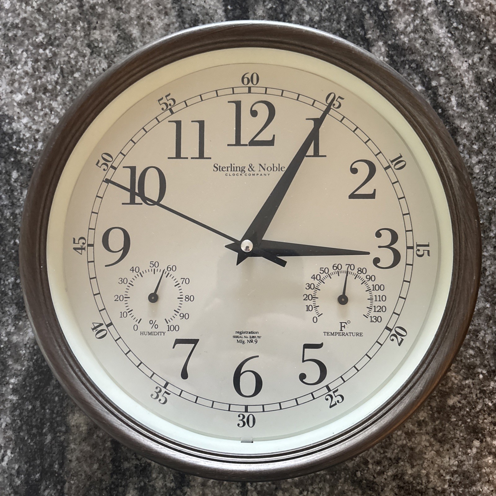 Sterling & Noble 8.75" Wall Clock Brushed Bronze Temp Humidity Quartz