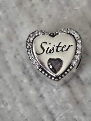 Sterling Silber Charm für Schwester mit kostenlosem Armband. UK Verkäufer