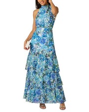 Adrianna Papell Glazed Printed Chiffon Long Gown Women's