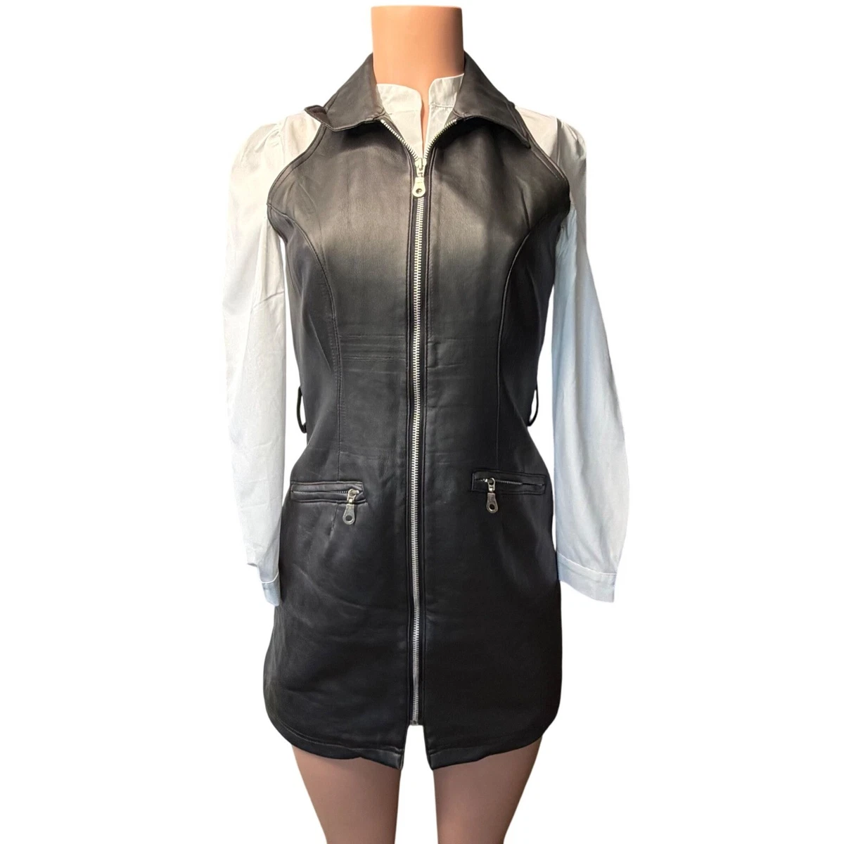 green emerald velvet dress Dare To be Black Vegan Leather Babydoll Dress main image 1