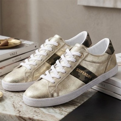 Superdry sneakers womens US 7 low pro metallic trainers Priya lace up shoes y2k