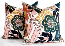 18x18 Boho Outdoor Pillow Covers for Wicker Couch Boho Tropical Patio Pillow Cov