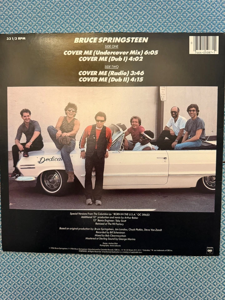 Bruce Springsteen Cover Me 12" Single 1984 with Remixes - 44-05087 - Ex Vinyl - Image 2 of 3