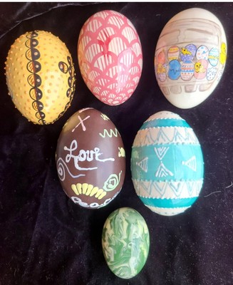 Porcelain EASTER EGGS Hand Painted Ceramic Assorted Color Designs Some Signed 
