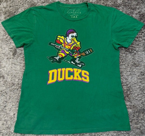 Mighty Ducks Movie Hockey Tee T Shirt #33 Greg Goldberg Green Cotton Womens M