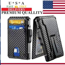Men's Slim PopUp Bifold Carbon Fiber Wallet, RFID Blocking, Money Clip, Men Gift